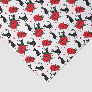 Gruselig süße schwarze Katzen rote Rosen Muster Seidenpapier