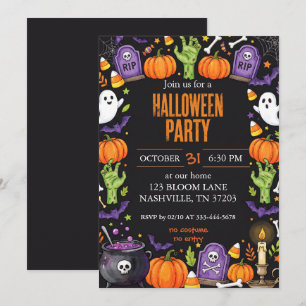 Gruselig süße Tafel-Halloween-Party-Einladung Einladung