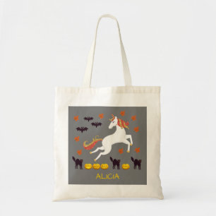 Gruselig süßer Halloween-Einhorn-Kürbisse-Fledermä Tragetasche
