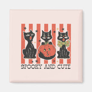 Gruselig und Süß - Schwarze Katze und Kürbis Magnet