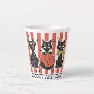 Gruselig und Süß - Schwarze Katze und Kürbis Milchtasse
