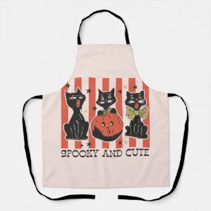 Gruselig und Süß - Schwarze Katze und Kürbis Schürze
