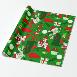 gruselig Weihnachten nosferatu santa vampire rot Geschenkpapier