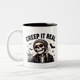 Gruselig Wirklich Lustig Cooler Skelett Halloween Zweifarbige Tasse