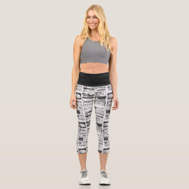 gruselig zwischen der Zeitung antikweiß Capri Leggings
