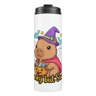 Gruselige aber süße Capybara-Hexe Halloween Thermosbecher