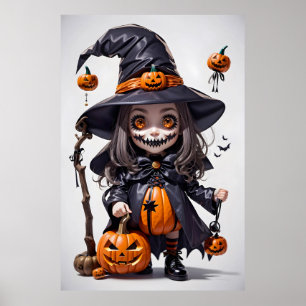 Gruselige animierte Halloween-Hexe Poster