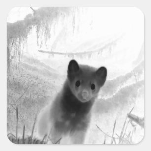 Gruselige Baummarder-Wildtierkunst Quadratischer Aufkleber