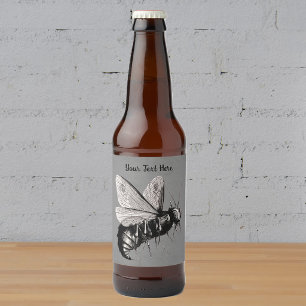 Gruselige Bienen-Illustration Großer Stachel Toten Bierflaschenetikett