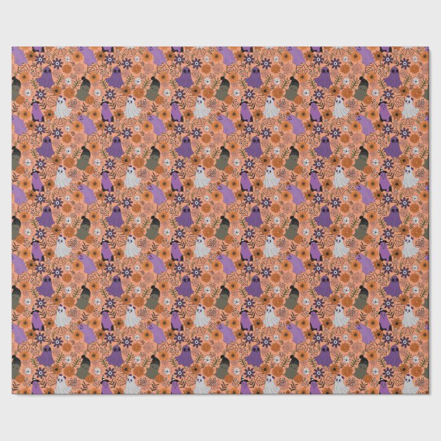 Gruselige Blumen Geschenkpapier (Saum)