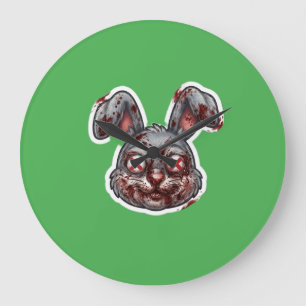 Gruselige blutige Zombie-Hasen-Halloween-Illustrat Große Wanduhr