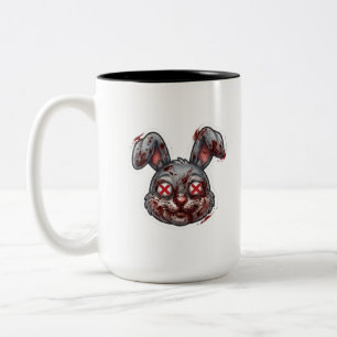Gruselige blutige Zombie-Hasen-Halloween-Illustrat Zweifarbige Tasse