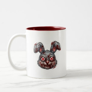 Gruselige blutige Zombie-Hasen-Halloween-Illustrat Zweifarbige Tasse