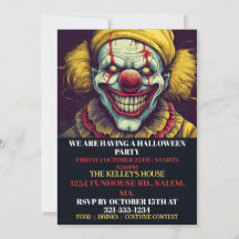 Gruselige Clown Frohe Halloween-Party-Einladungen