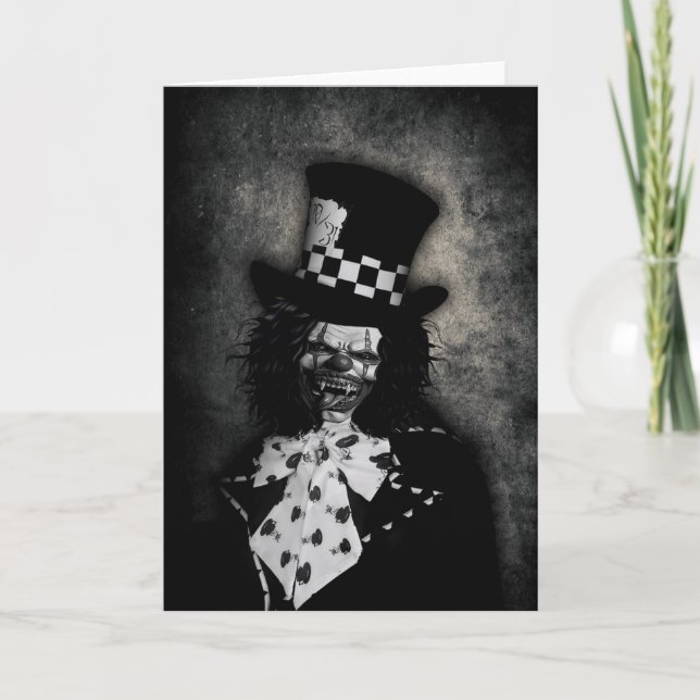 Gruselige Clown-Gruß-Karte Karte (Vorderseite)
