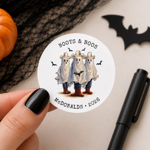 Gruselige Cowboy-Geister Persönliches Halloween Runder Aufkleber