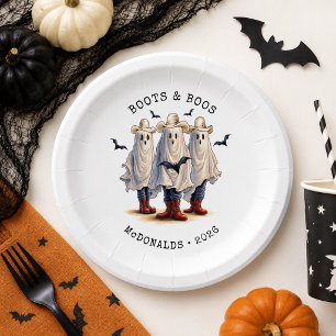 Gruselige Cowboy-Geister Western Halloween Pappteller