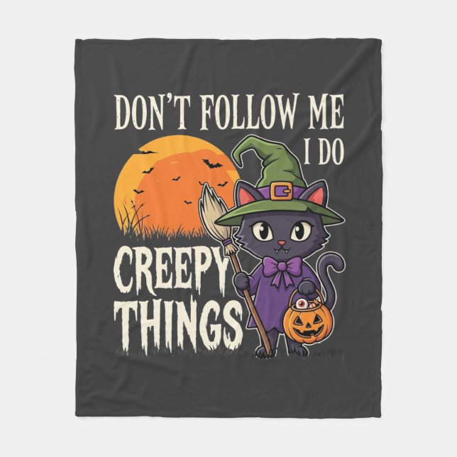 Gruselige Dinge Halloween Katze Hexe Design_1 Fleecedecke (Vorderseite)
