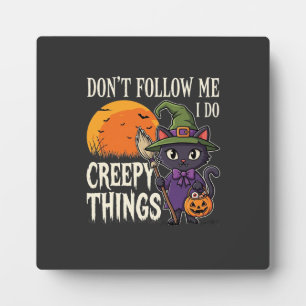 Gruselige Dinge Halloween Katze Hexe Design_1 Fotoplatte
