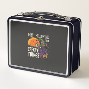 Gruselige Dinge Halloween Katze Hexe Design_1 Metall Brotdose