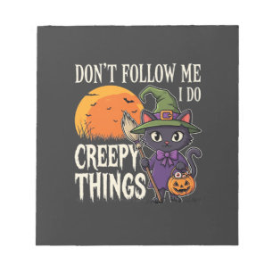 Gruselige Dinge Halloween Katze Hexe Design_1 Notizblock