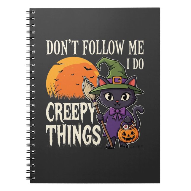 Gruselige Dinge Halloween Katze Hexe Design_1 Notizblock (Vorderseite)