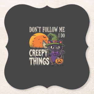 Gruselige Dinge Halloween Katze Hexe Design_1 Untersetzer
