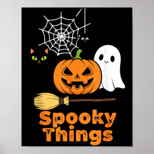 Gruselige Dinge Süßer Halloween-Kürbis-Geist Schwa Poster