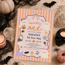 Gruselige Ein-Geist-Halloween-Geburtstags-Einladun