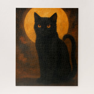 Gruselige Eleganz Halloween Schwarze Katze Erntmon