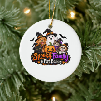 Gruselige Familie & Fellbabys Halloween | Süßer Hu Keramik Ornament