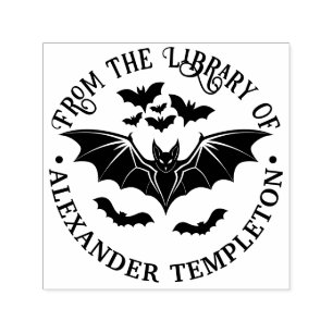 Gruselige fliegende Fledermäuse Bibliotheksbuch Na Permastempel