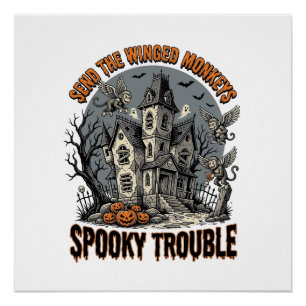 Gruselige geflügelte Affen Halloween-Shirt_1 Poster
