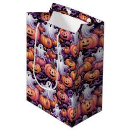 Gruselige Geister und Kürbisse Halloween-Muster Mittlere Geschenktüte