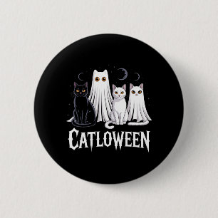 Gruselige Geisterkatzen Catloween Kürbis Süße Schw Button