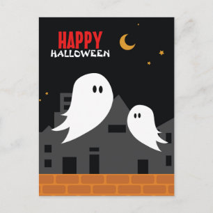 Gruselige Geisterstadt Halloween Cartoon süß Postkarte