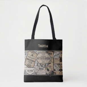 Gruselige Getränkeetiketten Halloween, Hexen-Zaube Tasche