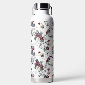 GRUSELIGE HALLOWEEN BLUMEN SPINNEN & TOTENKÖPFE TRINKFLASCHE