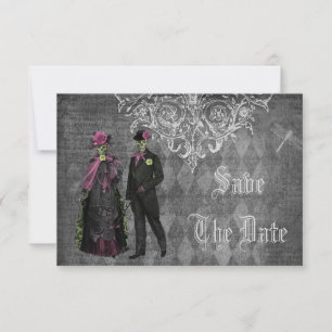 Gruselige Halloween Braut und Bräutigam Save-the-D Save The Date