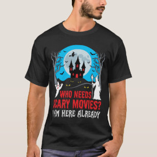 Gruselige Halloween-Filme Geist Hexe Spukhaus T-Shirt