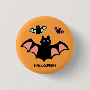 Gruselige Halloween-Fledermäuse auf Orange Button