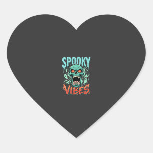 Gruselige Halloween-Geist-Schädel-Design_1 Herz-Aufkleber