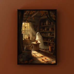 Gruselige Halloween-Geister-Herbst-Kunst für Töpfe Poster