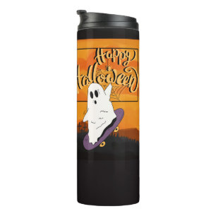 Gruselige Halloween-Geister-Kostüm-Party-Einladung Thermosbecher