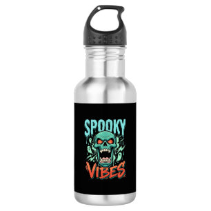 Gruselige Halloween-Geister-Schädel-Design_1 Edelstahlflasche