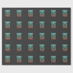 Gruselige Halloween-Geister-Totenkopf-Design_1 Geschenkpapier