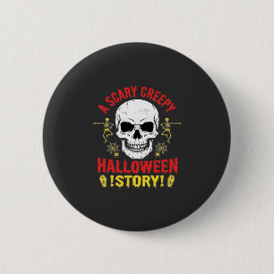 Gruselige Halloween-Geschichte Totenkopf-Design_1 Button