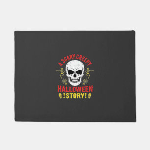 Gruselige Halloween-Geschichte Totenkopf-Design_1 Fußmatte