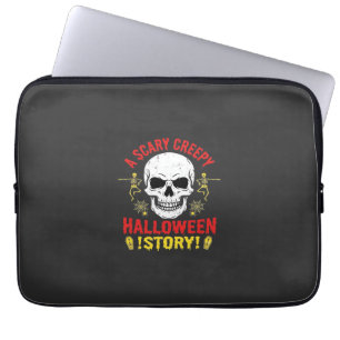 Gruselige Halloween-Geschichte Totenkopf-Design_1 Laptopschutzhülle