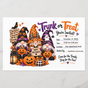 Gruselige Halloween-Gnome Kofferraum-oder-Behandlu Flyer